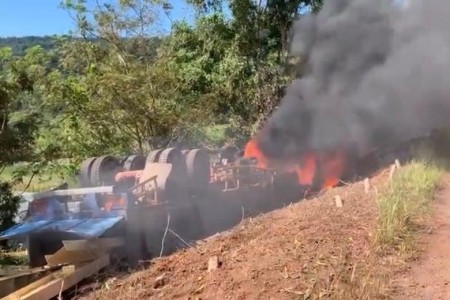 Horrific Scene as Truck Hits Moto, and Burns in Koh Kong