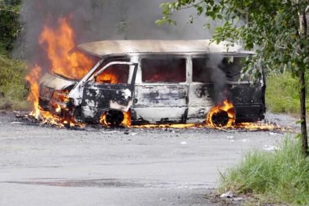 Film Crew’s Bus Goes Out With a Bang