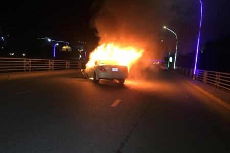 Camry Explodes on Monivong Bridge