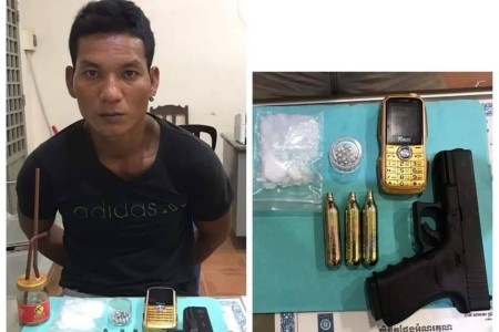 Drugs And Gas Gun Seiezed In Sihanoukville Raids