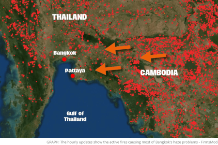 Thailand’s Air Pollution Blamed On Cambodian Fires