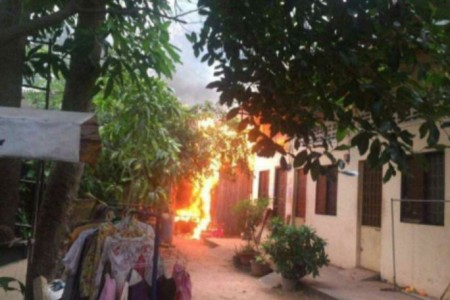 Fire Destroys House In Siem Reap