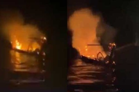 Boat Blaze In Saracen Bay, Koh Rong Samloem