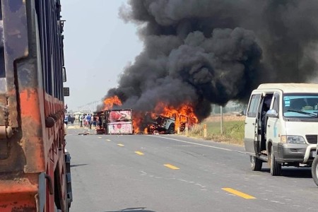 Vehicles Explode After Prey Veng Crash